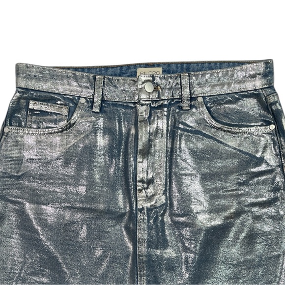 Pilcro Light Blue with silver metallic Mini Skirt - Picture 7 of 10